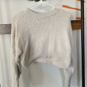 fuzzy white crop top. large. sugar and jade.
